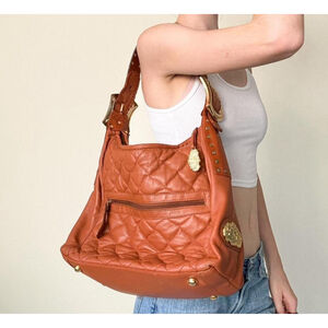 CHI Tan Brown Quilted Lambskin Shoulder Bag
